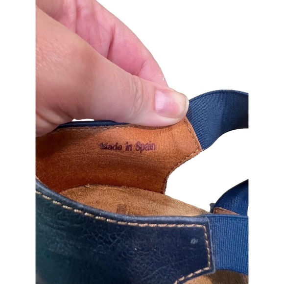 Art Co Blue And White Open Toe Cross Strap Leather Chunky Heel Sandals Size 39 - Picture 7 of 13